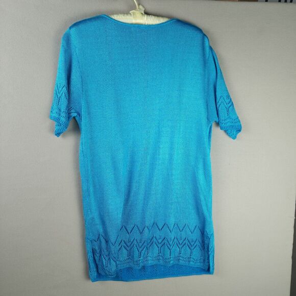 Carol Little Knitwear Sweater Women Med Cotton/Rayon Bright Blue 305744F - Picture 2 of 8